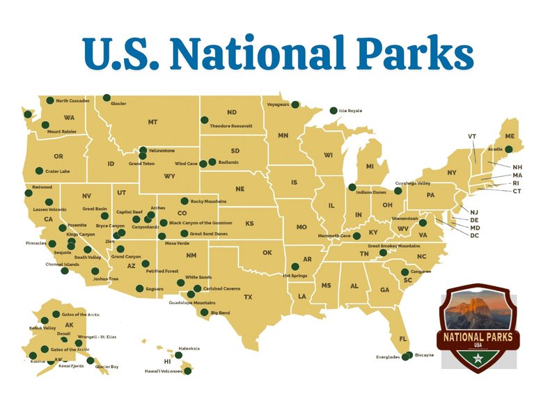 map of U.S. National Parks