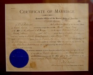 the certificate of marriage for Caleel and Marie Jabour (1903)