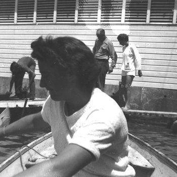 1947 - Elizabeth "Lib" Mahon and Theda Marshall at Pleasant Lake , Michigan