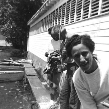 1947 - Elizabeth "Lib" Mahon ,  and Betsy Jochum at Pleasant Lake , Michigan
