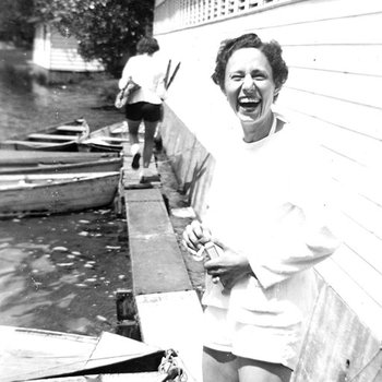 1947 - Elizabeth "Lib" Mahon ,  and Betsy Jochum at Pleasant Lake , Michigan 2