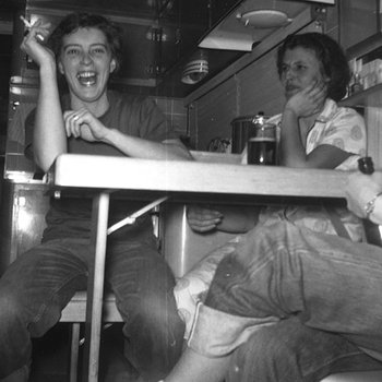 1951 - Betsy Jochum and a fan