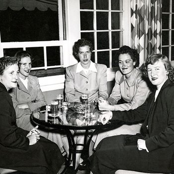 1950s, circa. - Jane Stoll, Audrey Bleiler, Dorothy Mueller, Janet Rumsey, and Barbara Hoffman