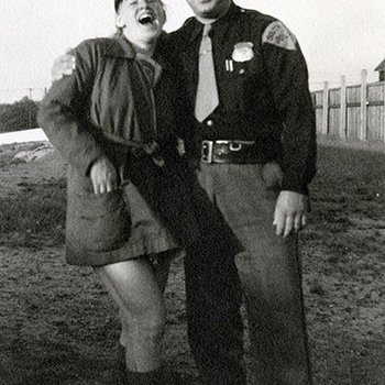 1940s, circa. - Jean Faut with Officer Kowalski Before a Game