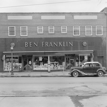 Storefront view of Ben Franklin Arts and Crafts Store, Woodstock, Va.