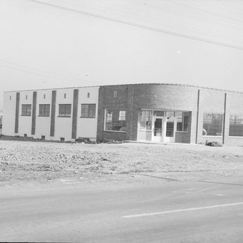Front view of Timberville Department Store, under construction, alternate view. 2
