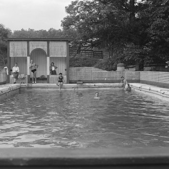 An alternate view of the swimming pool at the Shenandoah Alum Springs Hotel. Orkney Springs, Va.