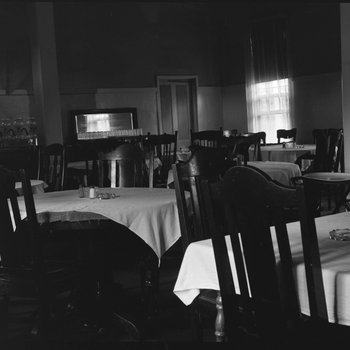 Inside of the Shenandoah Alum Springs Hotel, view of the dining area, Orkney Springs, Va.
