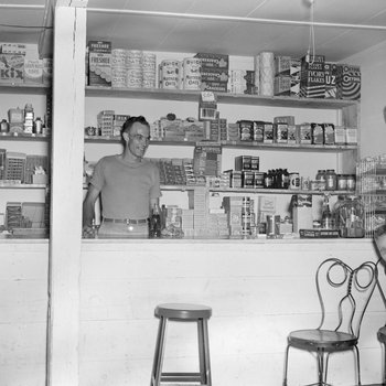 Inside of the Shenandoah Alum Springs Hotel, possibly the convenience store. Orkney Springs, Va.