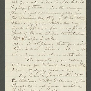 Letter from [John Muir] to Sarah [Muir Galloway], 1873 Sep 3.