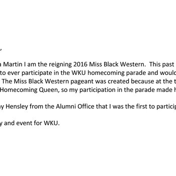 Email re: Miss Black Western