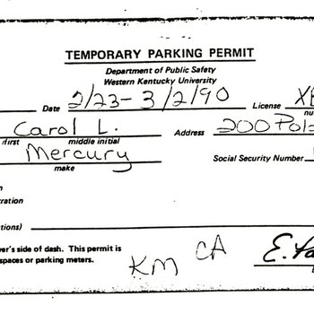 Temporary Parking Permit