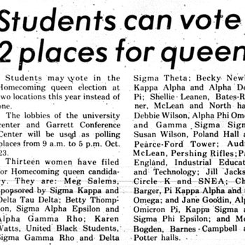 Students Can Vote 2 Places for Queen