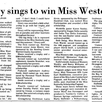 Drury Sings to Win Miss Western