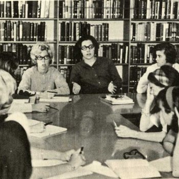Marymount College Student Meeting in Library