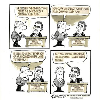 Uncaptioned cartoon about Nixon campaign slush fund