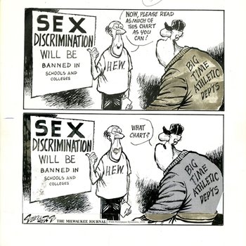Uncaptioned cartoon about Title IX