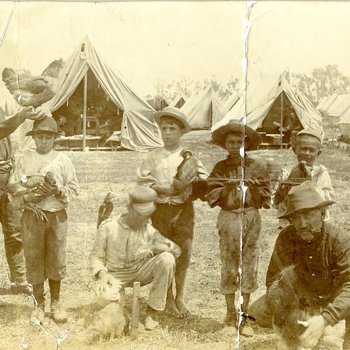Soldiers and boys in a U.S. military camp in Cuba (MSS 31 B3 F8 #7c)