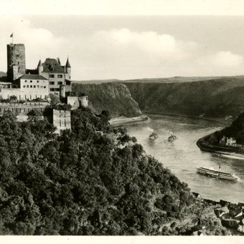 Postcard of Katz Castle above the Loreley Rocks