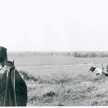 Big Mable rehearsing exterior scene from "The Learning Tree" on location in Bourbon and Linn counties, Kansas