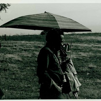 Close up of Gordon Parks working on location for "The Learning Tree"  in Bourbon and Linn counties, Kansas