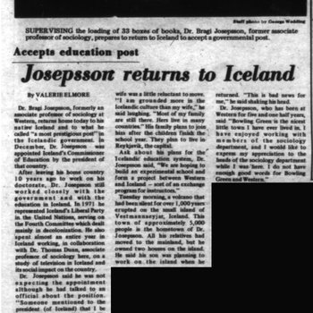 Josepsson Returns to Iceland