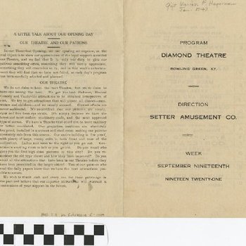 Diamond Theatre program, Side 1