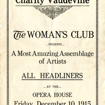 Bowling Green Woman's Club Charity Vaudeville 1915 program