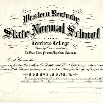 Blank Western Kentucky State Normal School Diploma