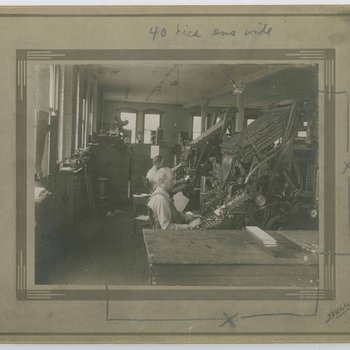 Haldeman-Julius Company photo workers using Linotype machines