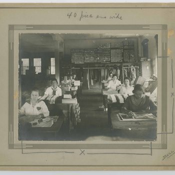Little Blue Books Printing Press Facility- Workers folding newspapers