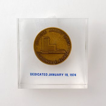 Acrylic Paperweight with Building Dedication Medallion