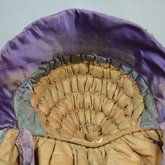 Hood, steel blue quilted silk, c. 1840s, interior view