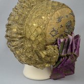 Bonnet, traditional German folk hat of metal lace, 19th century, side back view