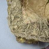 Bonnet, traditional German folk hat of metal lace, 19th century, interior linen lace detail