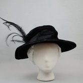 Hat, black velvet with feathers, early 20th century, front view