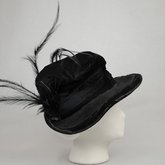 Hat, black velvet with feathers, early 20th century, side view