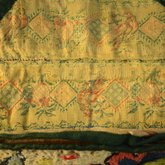 Pochette, mid-18th century, detail of brocade lining of flap