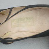 Shoes, black faille with strap, 1930s, detail of label
