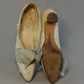 Shoes, blue kidskin pumps, 1910s, top and sole view