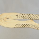 Stockings, white cotton with black embroidery and openwork, 1880s