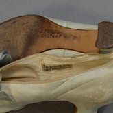 Shoes, blue kidskin pumps, 1910s, detail of labels