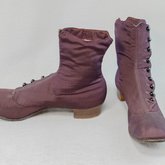 Boots, purple faille high-button, 1880s-1900s, side and front view