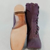 Boots, purple faille high-button, 1880s-1900s, top and sole view