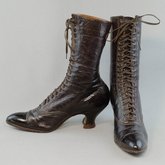 Boots, purple leather high-laced, 1915-1920, side and front view