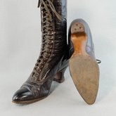 Boots, purple leather high-laced, 1915-1920, top and  sole view