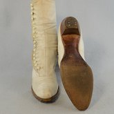 Boots, white canvas high-buttoned, 1915, top and sole view