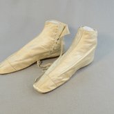 Boots, white satin side-laced, 1852-1854, side view
