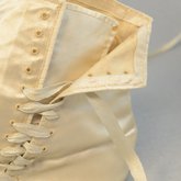 Boots, white satin side-laced, 1852-1854, detail of eyelets