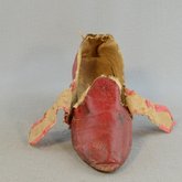Shoes, red and white kidskin with latchets, 1780-1790, view with latchets open
